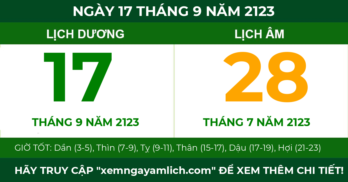 lịch âm ngày 17 tháng 9 năm 2123