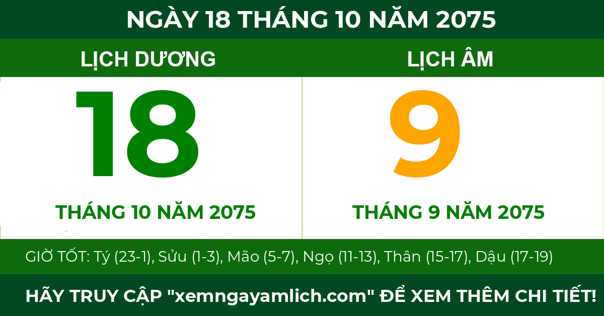 lịch âm ngày 18 tháng 10 năm 2075
