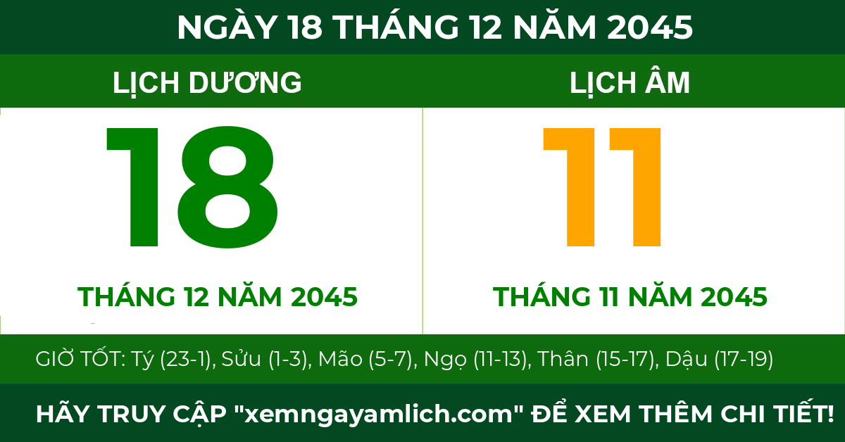 lịch âm ngày 18 tháng 12 năm 2045
