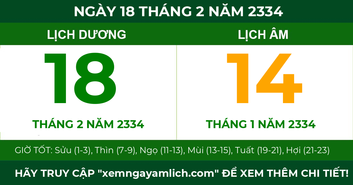 lịch âm ngày 18 tháng 2 năm 2334