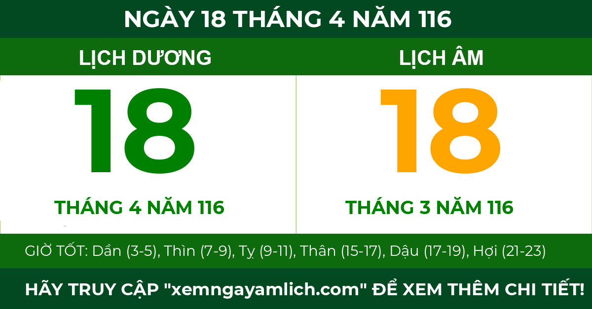 lịch âm ngày 18 tháng 4 năm 116