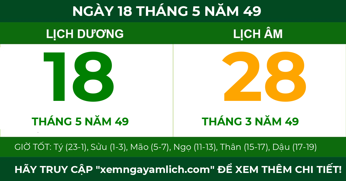 lịch âm ngày 18 tháng 5 năm 49