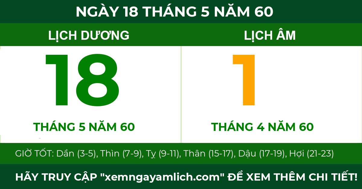 lịch âm ngày 18 tháng 5 năm 60