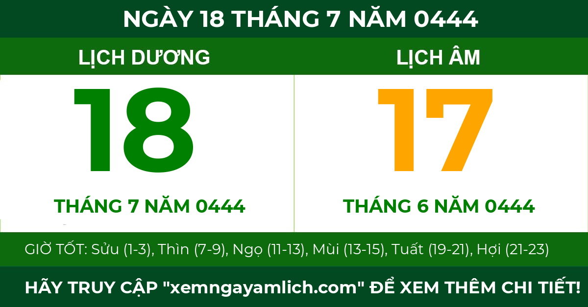 lịch âm ngày 18 tháng 7 năm 0444