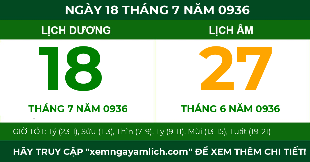 lịch âm ngày 18 tháng 7 năm 0936