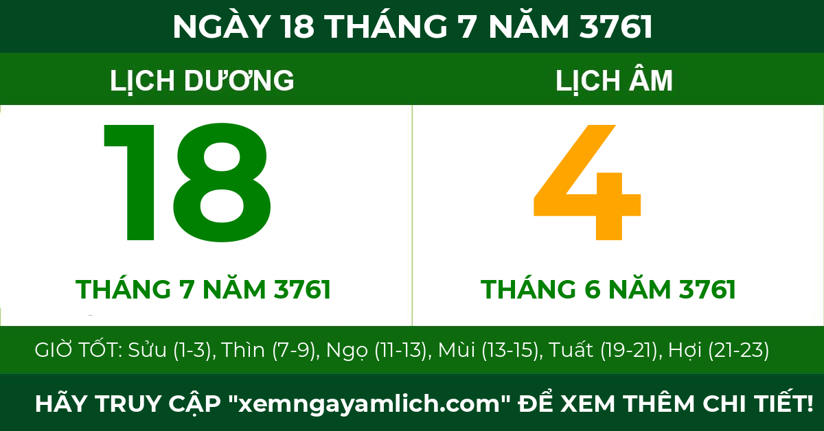 lịch âm ngày 18 tháng 7 năm 3761