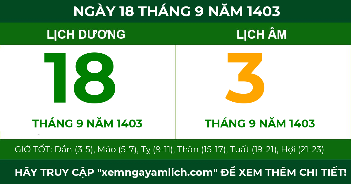 lịch âm ngày 18 tháng 9 năm 1403