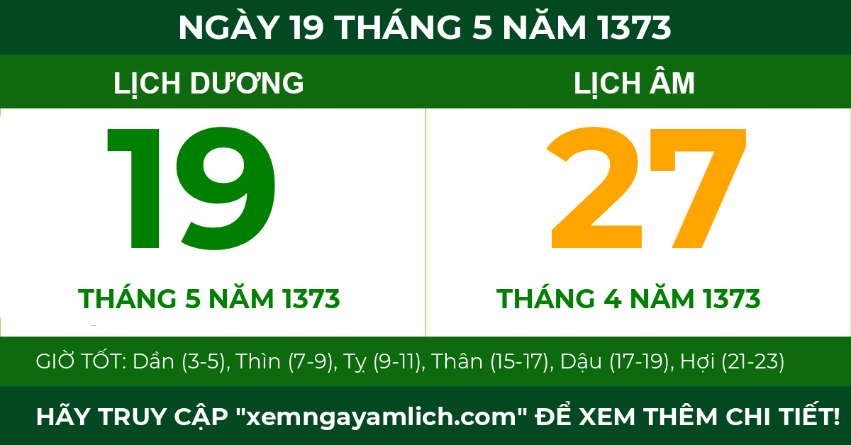 lịch âm ngày 19 tháng 5 năm 1373