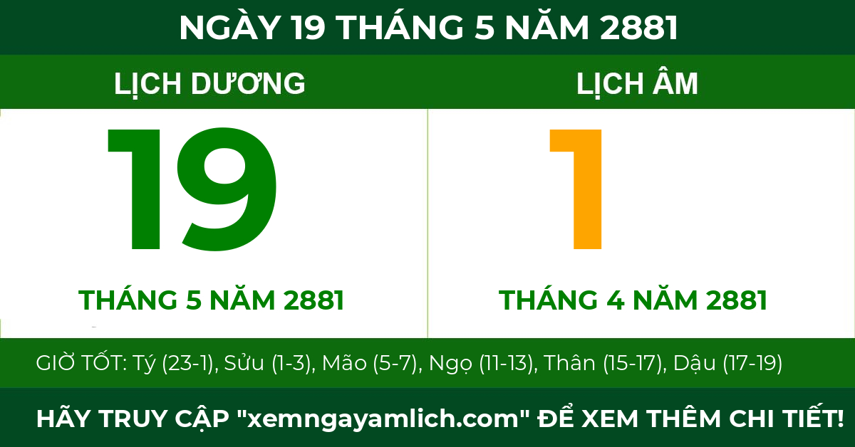 lịch âm ngày 19 tháng 5 năm 2881