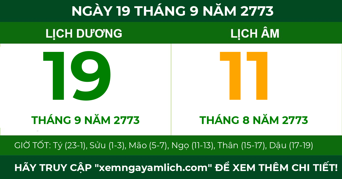 lịch âm ngày 19 tháng 9 năm 2773