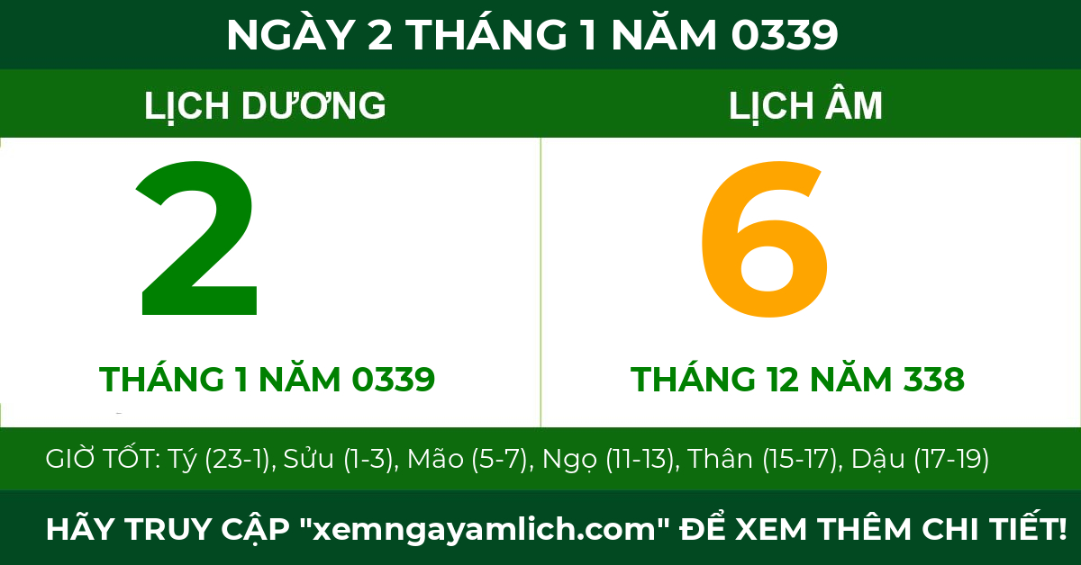 lịch âm ngày 2 tháng 1 năm 0339