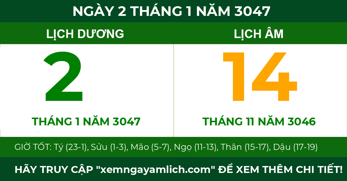 lịch âm ngày 2 tháng 1 năm 3047