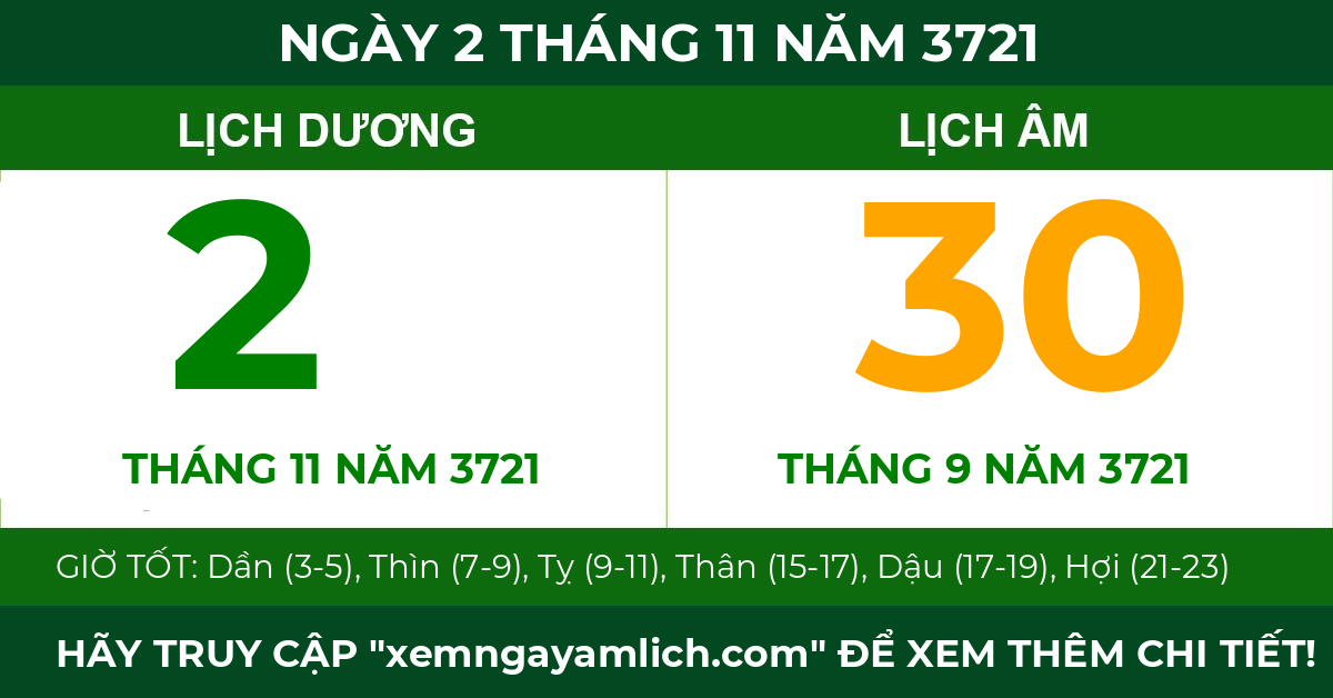 lịch âm ngày 2 tháng 11 năm 3721