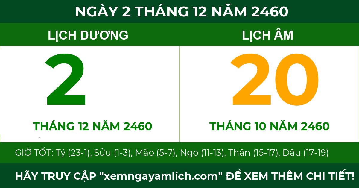 lịch âm ngày 2 tháng 12 năm 2460