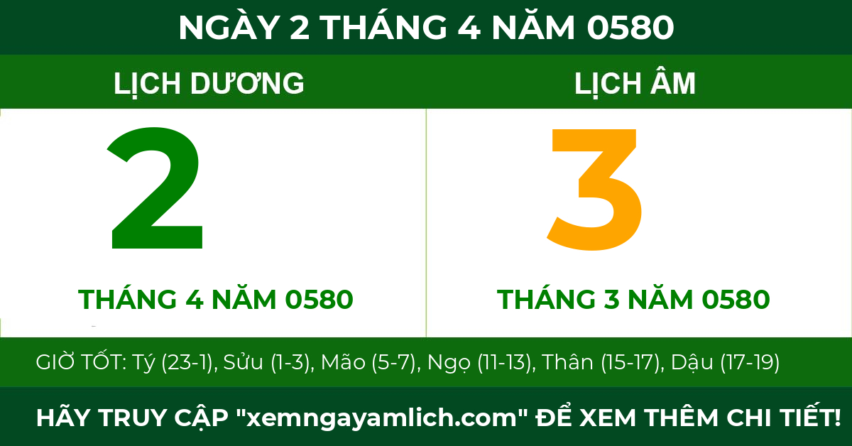 lịch âm ngày 2 tháng 4 năm 0580