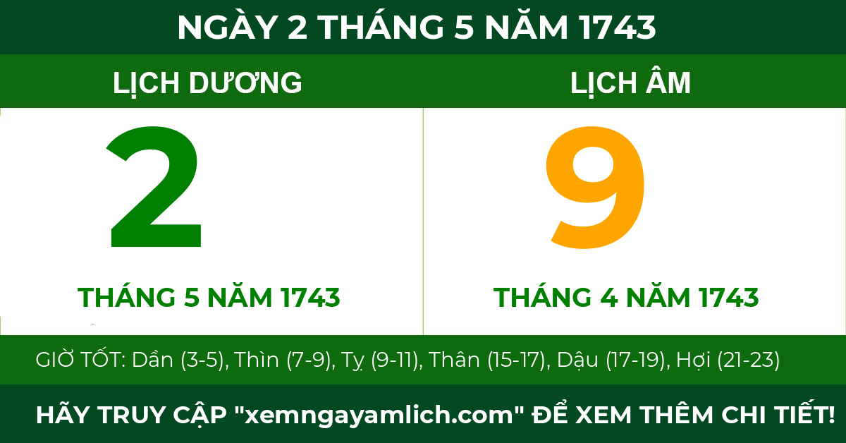 lịch âm ngày 2 tháng 5 năm 1743