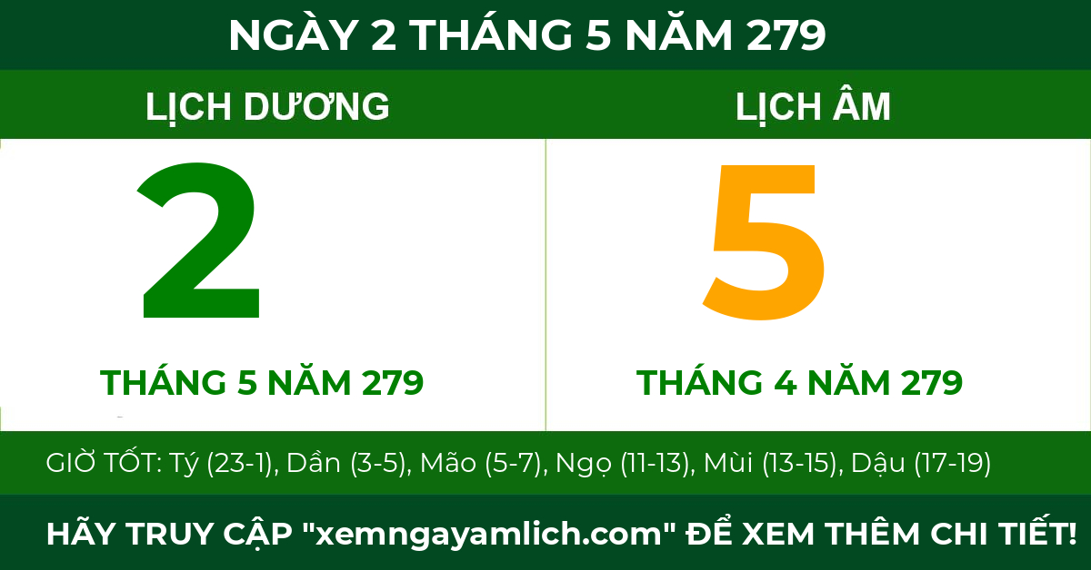 lịch âm ngày 2 tháng 5 năm 279