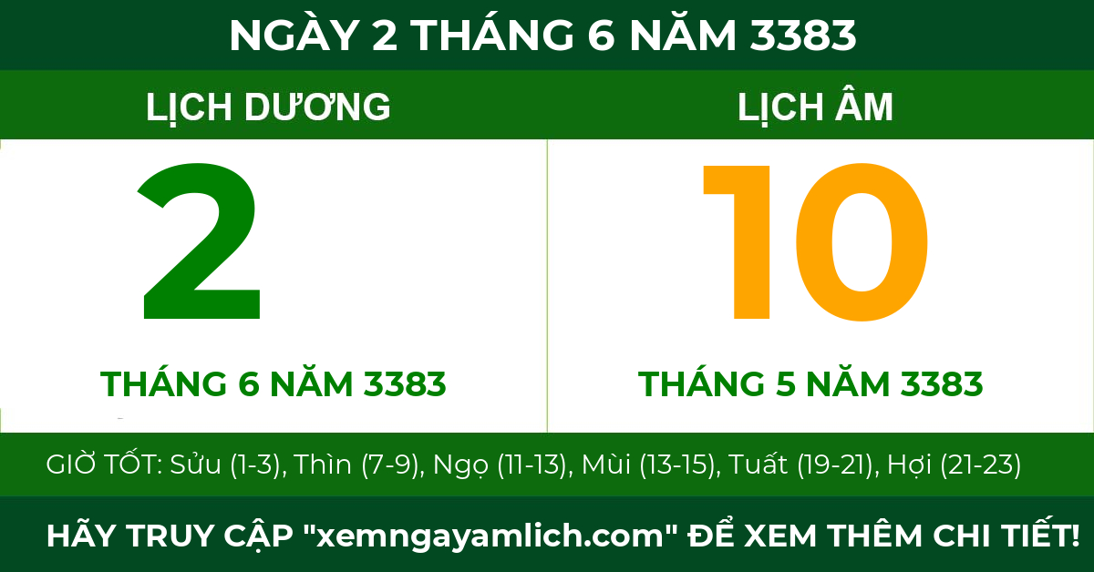 lịch âm ngày 2 tháng 6 năm 3383