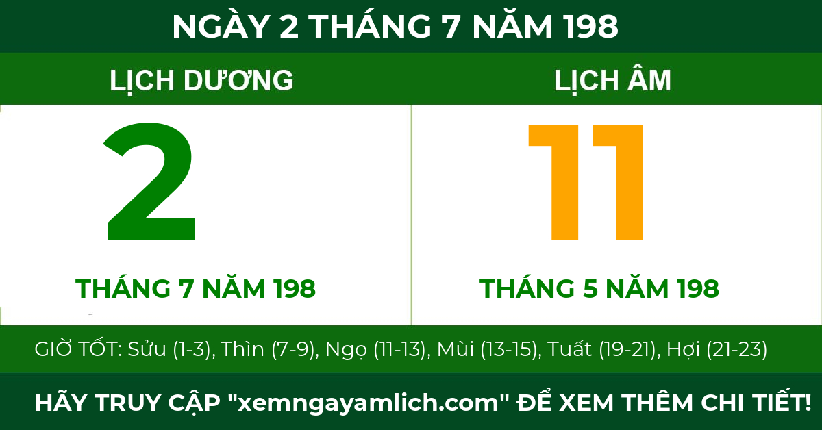 lịch âm ngày 2 tháng 7 năm 198