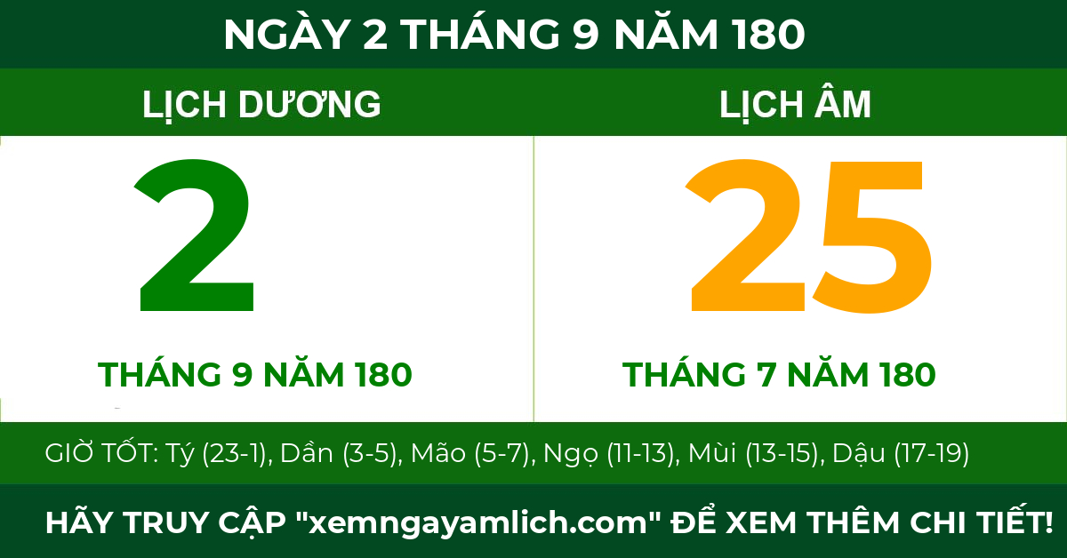 lịch âm ngày 2 tháng 9 năm 180