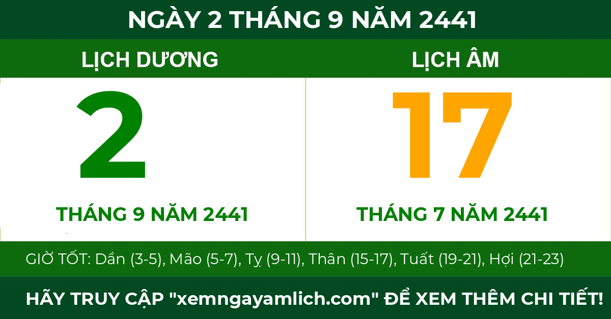 lịch âm ngày 2 tháng 9 năm 2441