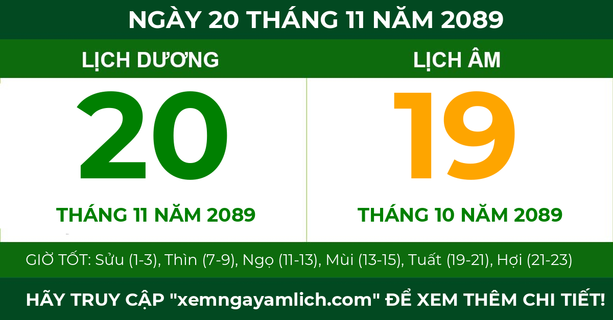 lịch âm ngày 20 tháng 11 năm 2089