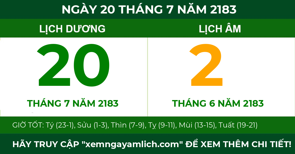 lịch âm ngày 20 tháng 7 năm 2183