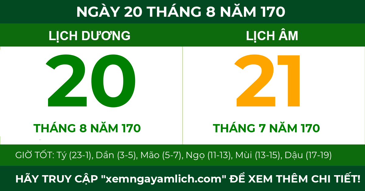 lịch âm ngày 20 tháng 8 năm 170