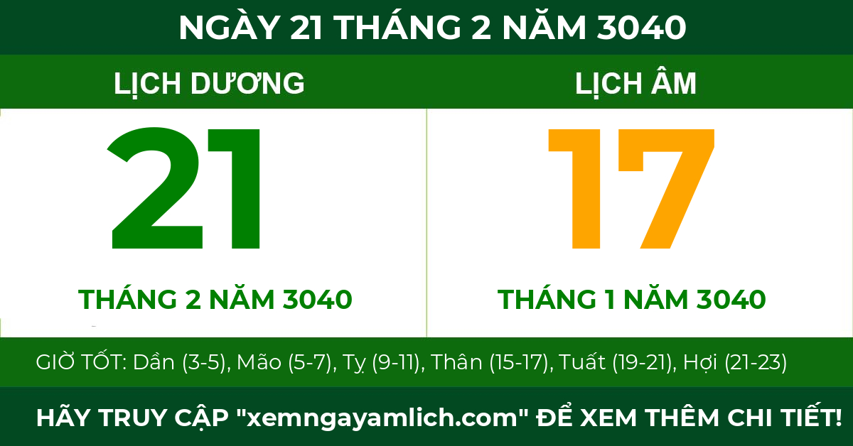 lịch âm ngày 21 tháng 2 năm 3040