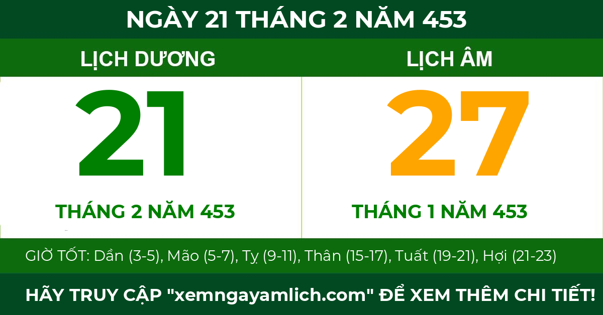 lịch âm ngày 21 tháng 2 năm 453