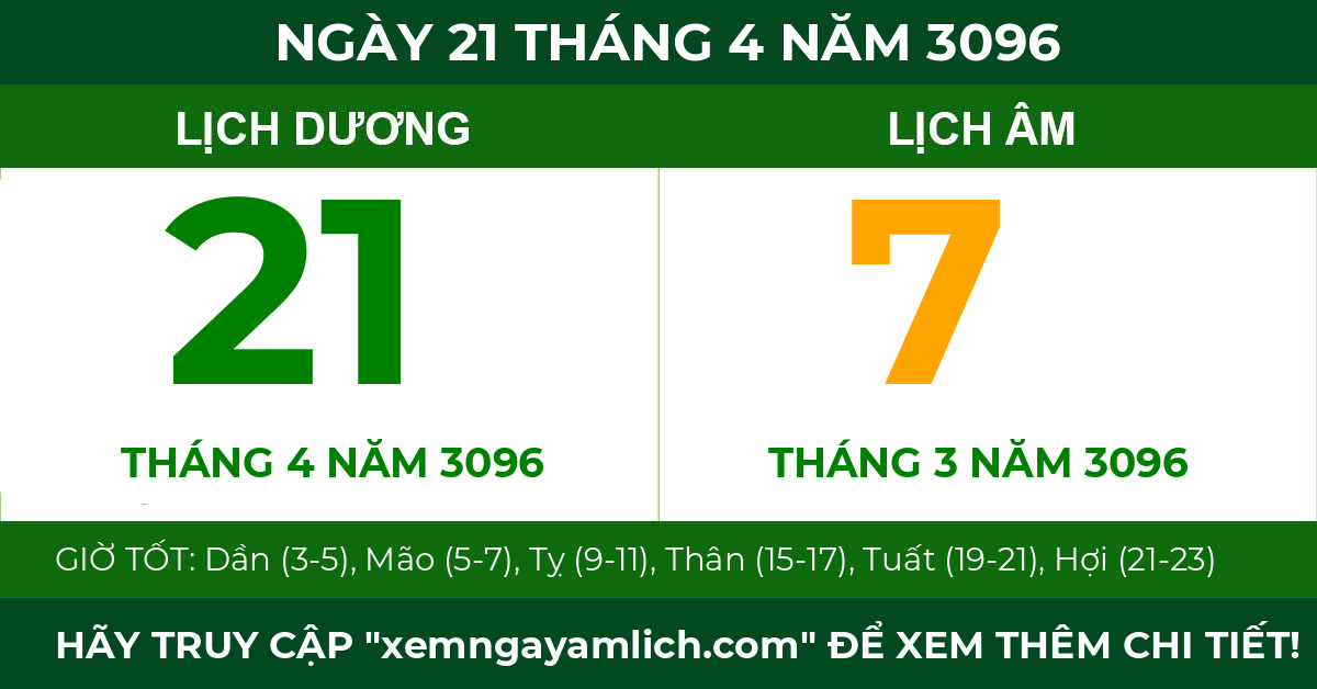 lịch âm ngày 21 tháng 4 năm 3096