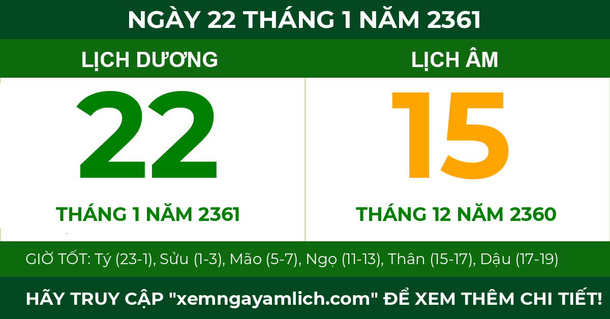lịch âm ngày 22 tháng 1 năm 2361