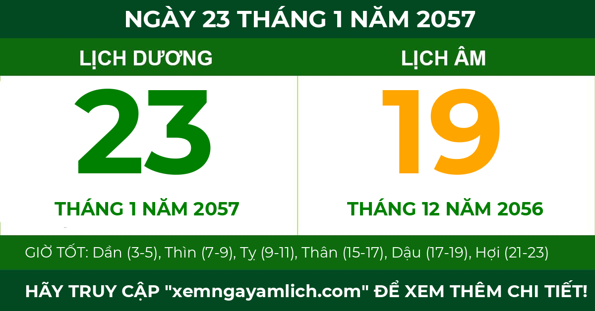 lịch âm ngày 23 tháng 1 năm 2057