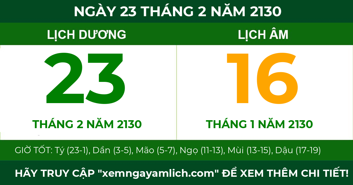 lịch âm ngày 23 tháng 2 năm 2130