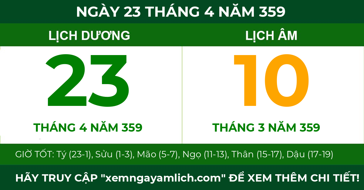 lịch âm ngày 23 tháng 4 năm 359