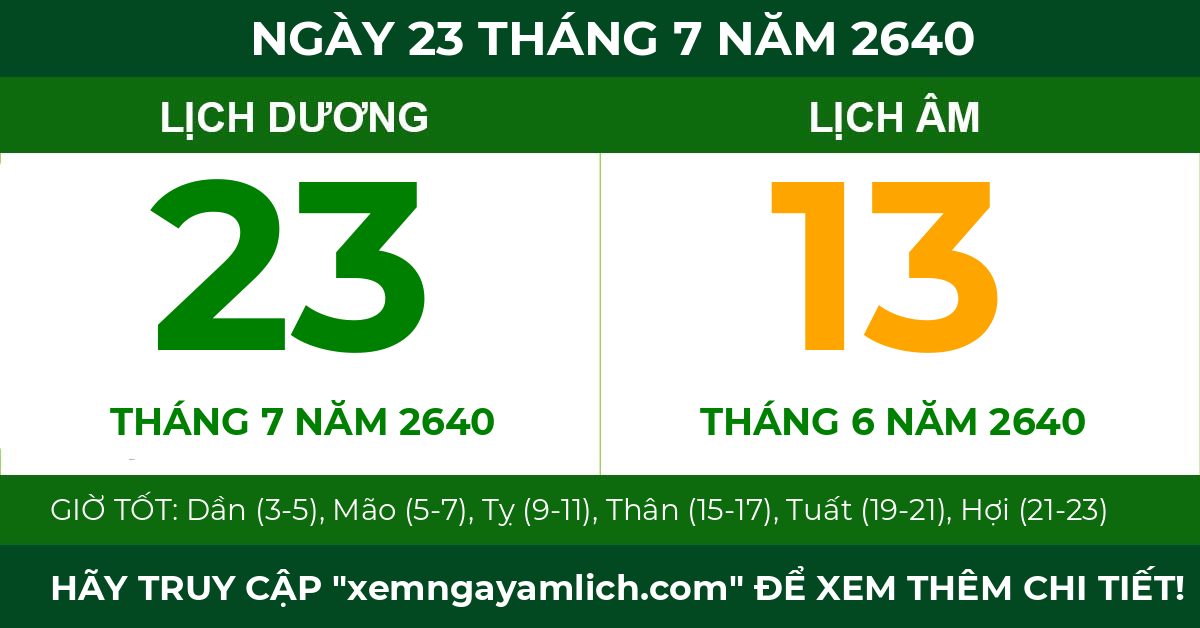 lịch âm ngày 23 tháng 7 năm 2640