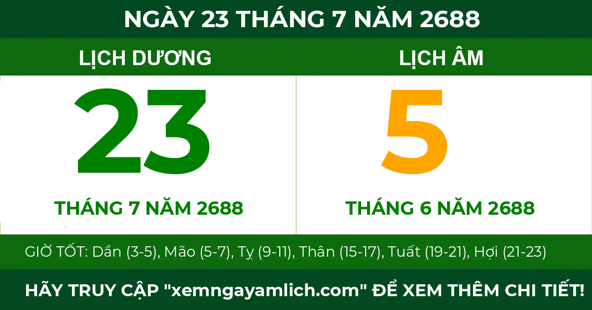 lịch âm ngày 23 tháng 7 năm 2688