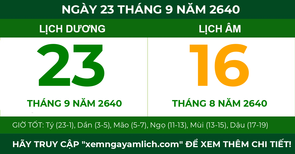 lịch âm ngày 23 tháng 9 năm 2640
