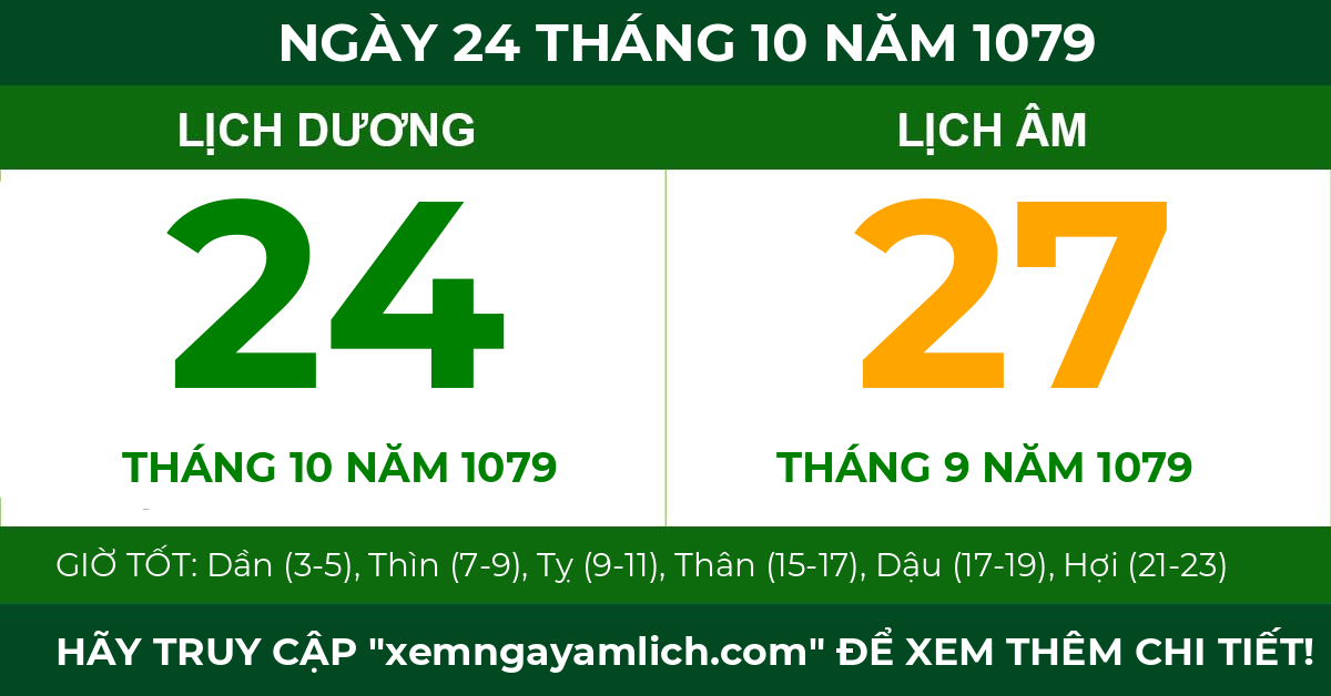 lịch âm ngày 24 tháng 10 năm 1079