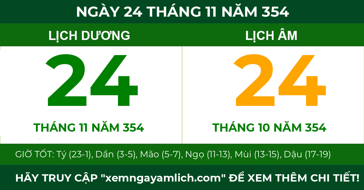 lịch âm ngày 24 tháng 11 năm 354