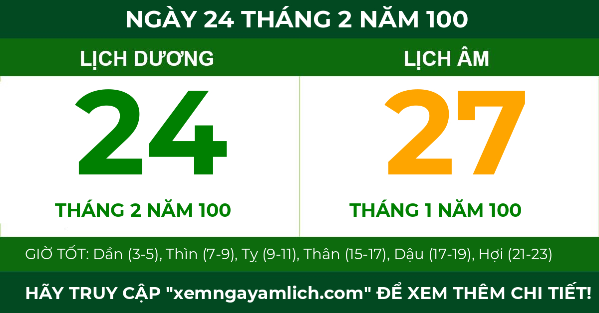 lịch âm ngày 24 tháng 2 năm 100