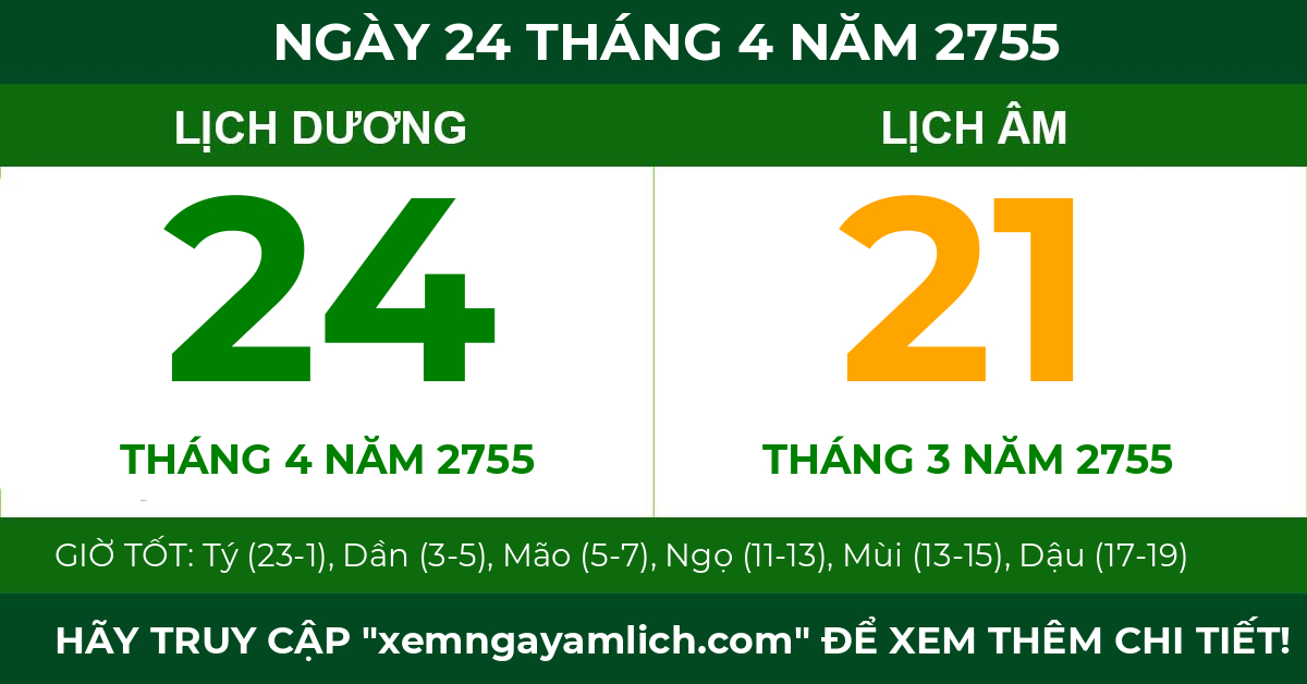 lịch âm ngày 24 tháng 4 năm 2755