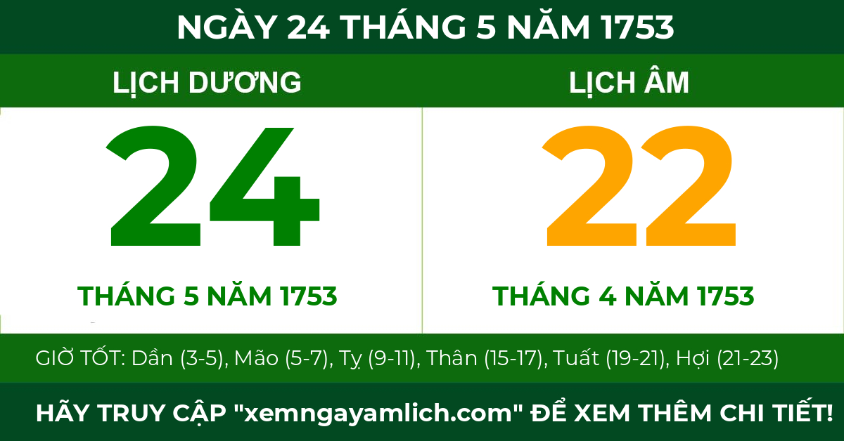 lịch âm ngày 24 tháng 5 năm 1753