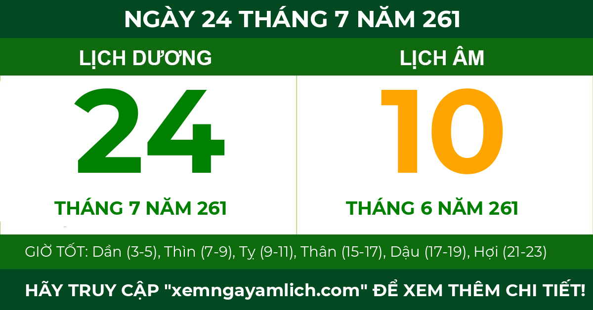 lịch âm ngày 24 tháng 7 năm 261