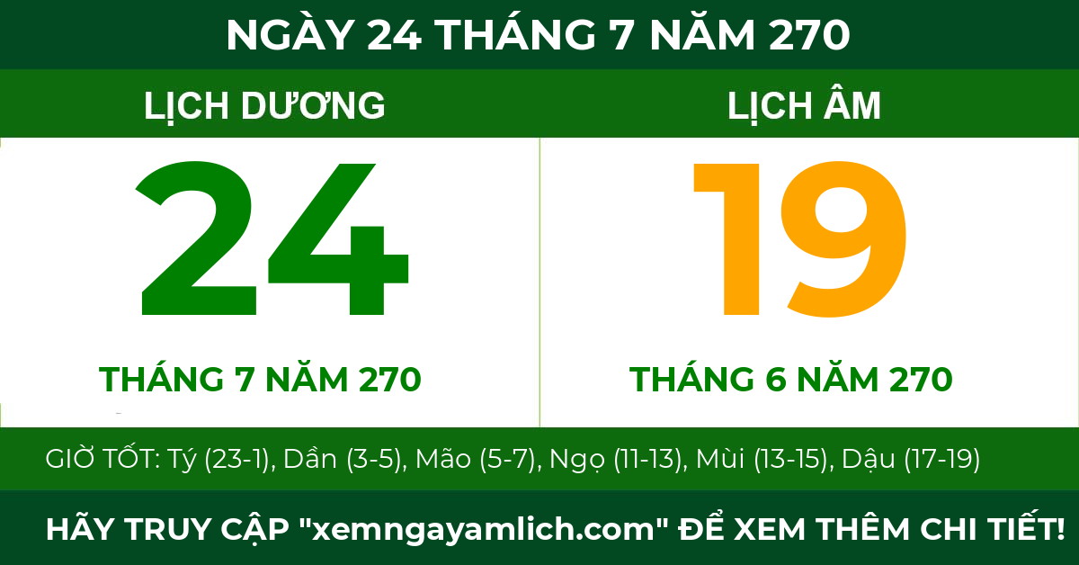 lịch âm ngày 24 tháng 7 năm 270