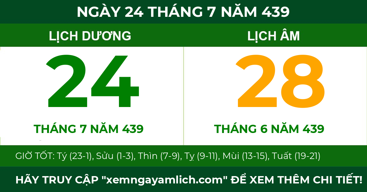 lịch âm ngày 24 tháng 7 năm 439