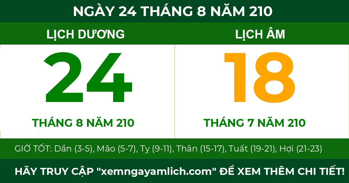 lịch âm ngày 24 tháng 8 năm 210