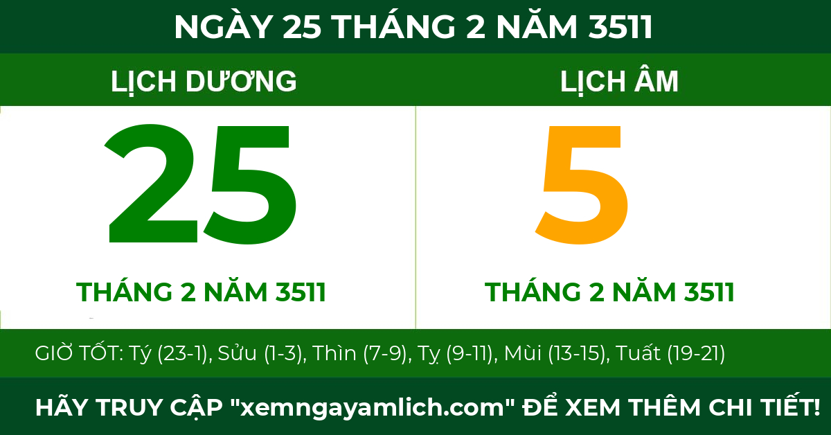 lịch âm ngày 25 tháng 2 năm 3511