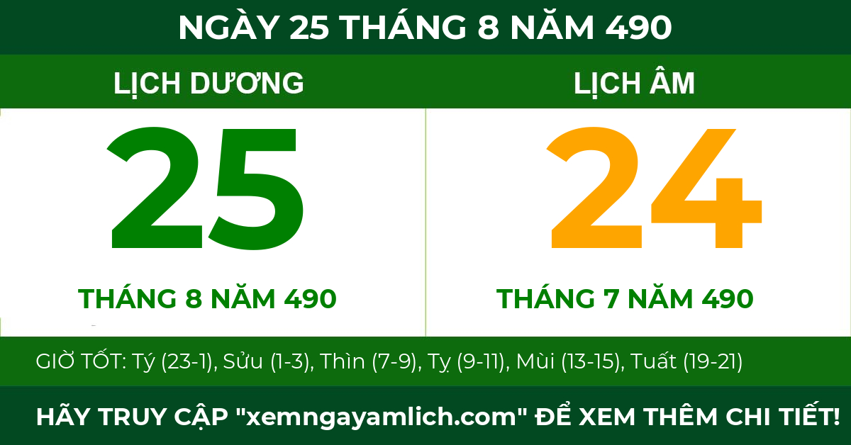 lịch âm ngày 25 tháng 8 năm 490