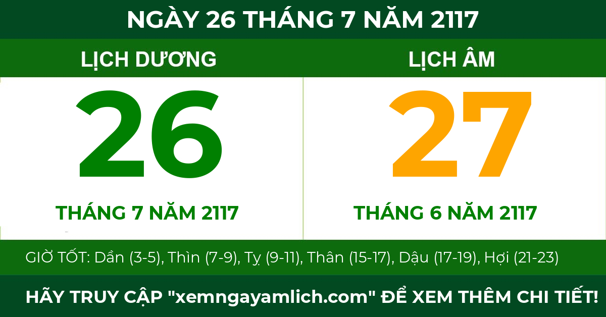 lịch âm ngày 26 tháng 7 năm 2117